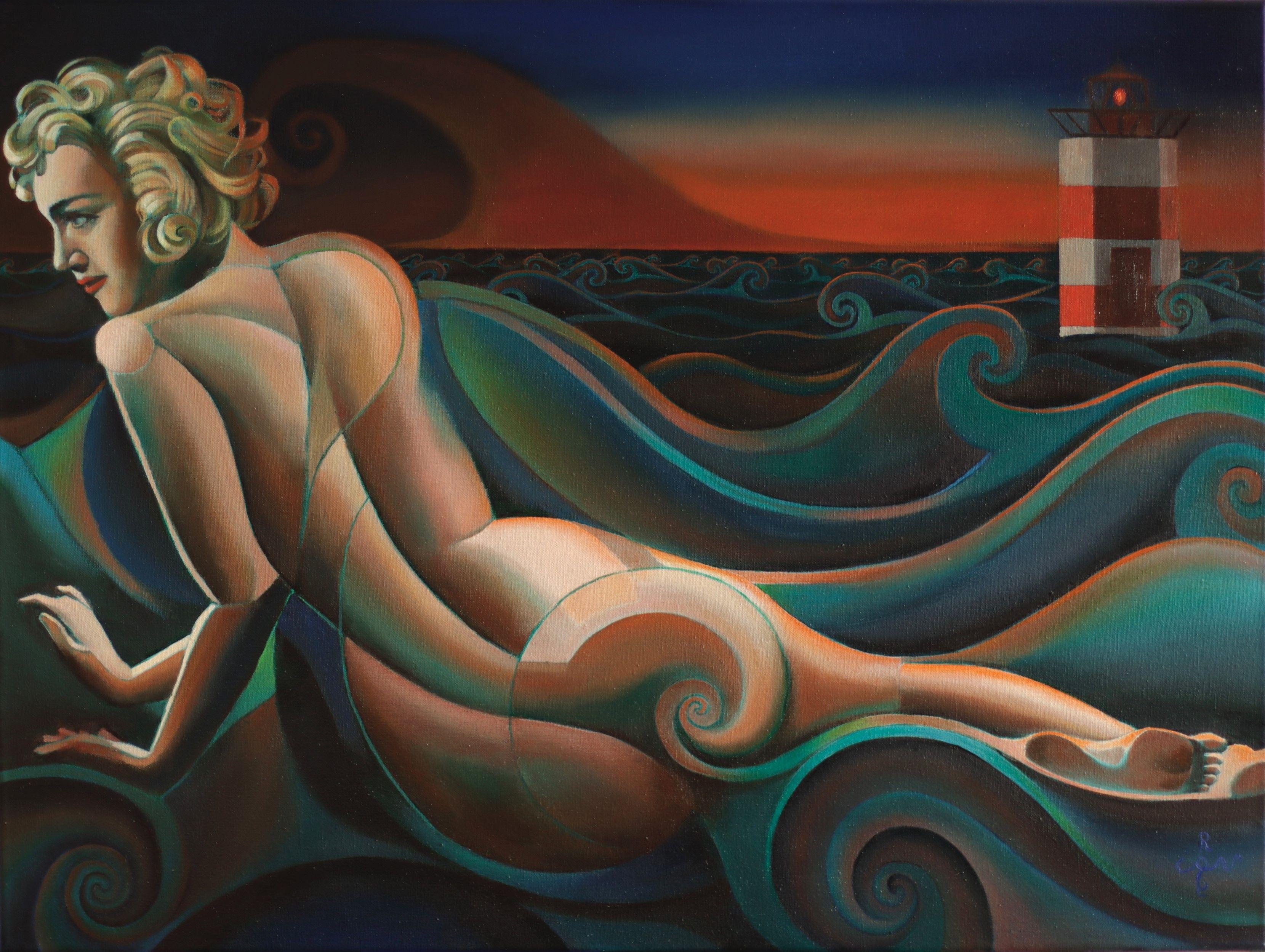 The Infinite Waves of Eternity â€" 06-02-24, Gemälde, Öl auf Leinwand – Painting von Corne Akkers