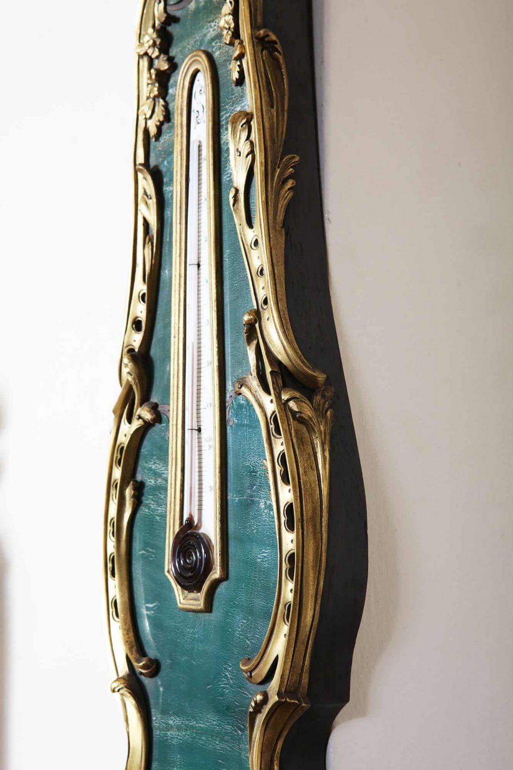 Cast Corne Verte Pair of Louis XV Banjo Barometer / Clock