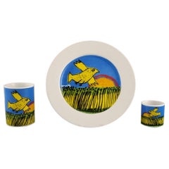 Corneille, Dutch CoBrA Artist, Coffee Cup, Plate and Egg Cup