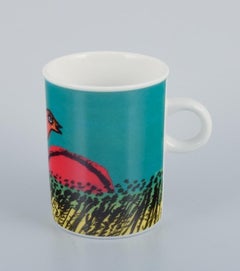 Corneille, artiste néerlandaise du CoBrA Tasse à café, assiette et tasse à œuf en porcelaine