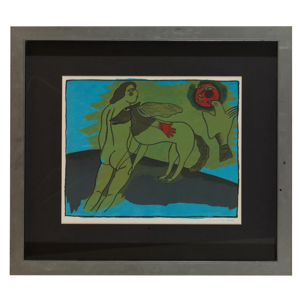 Corneille Guillaume, Naked Man with Animals, Lithography For Sale