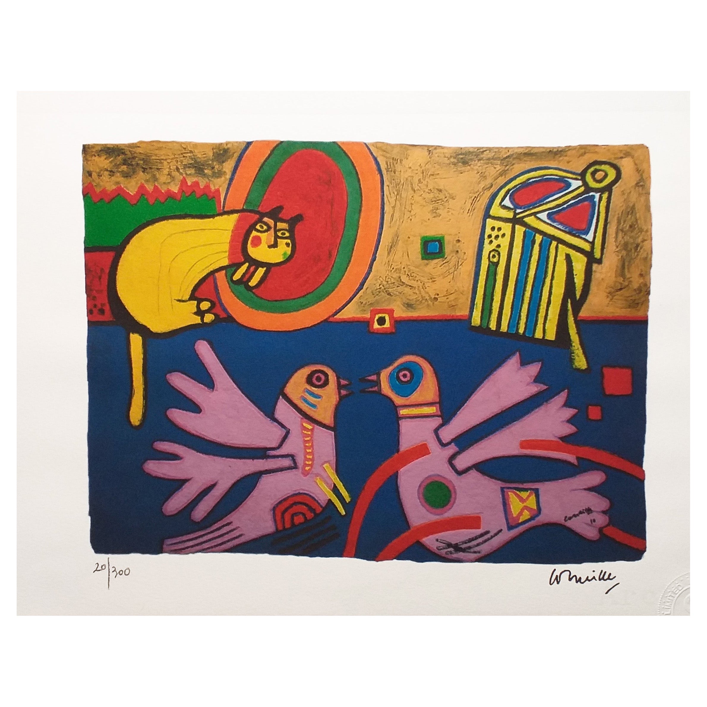 Corneille, Guillaume Cornelis van Beverloo « Des oiseaux et un château »