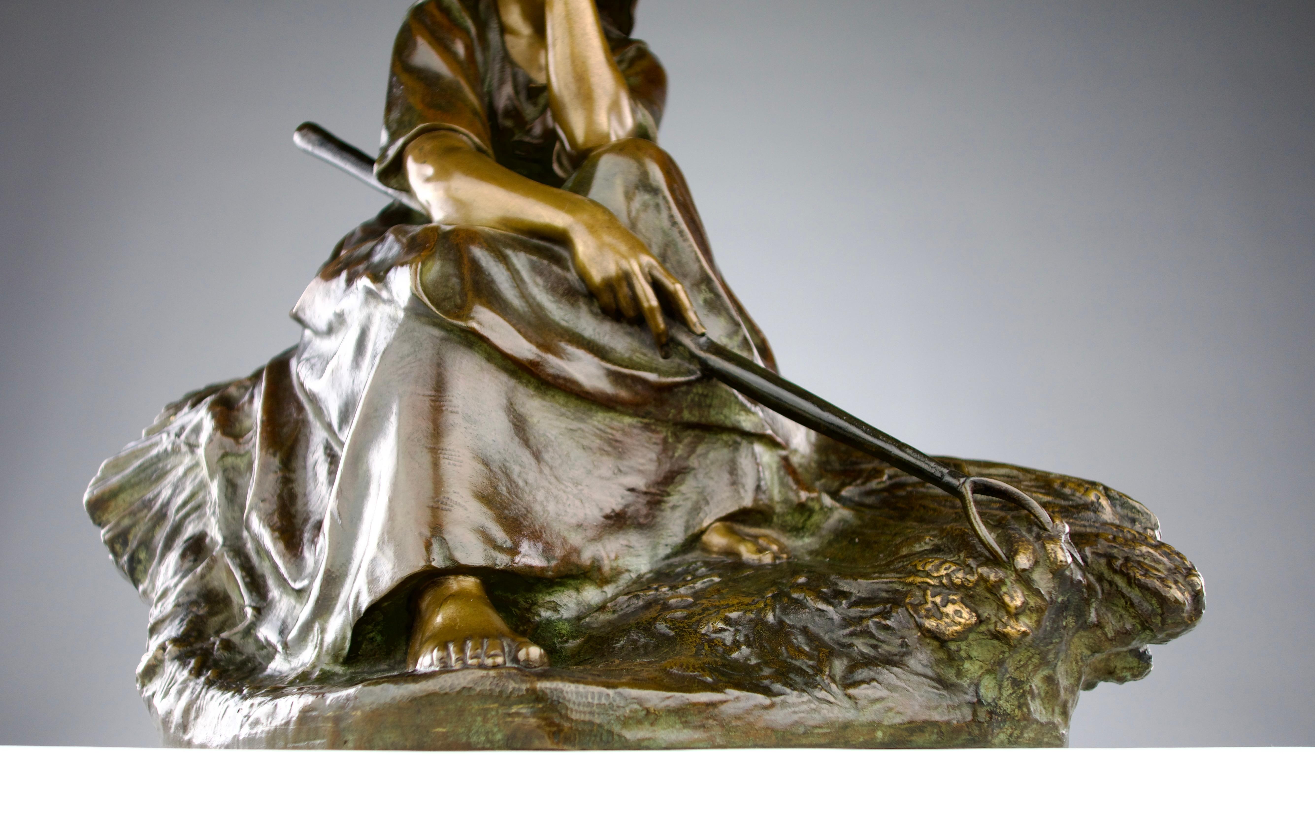Corneille Henri Theunissen, Skulptur „Daydream in the Fields“, 19. Jahrhundert (Französisch) im Angebot