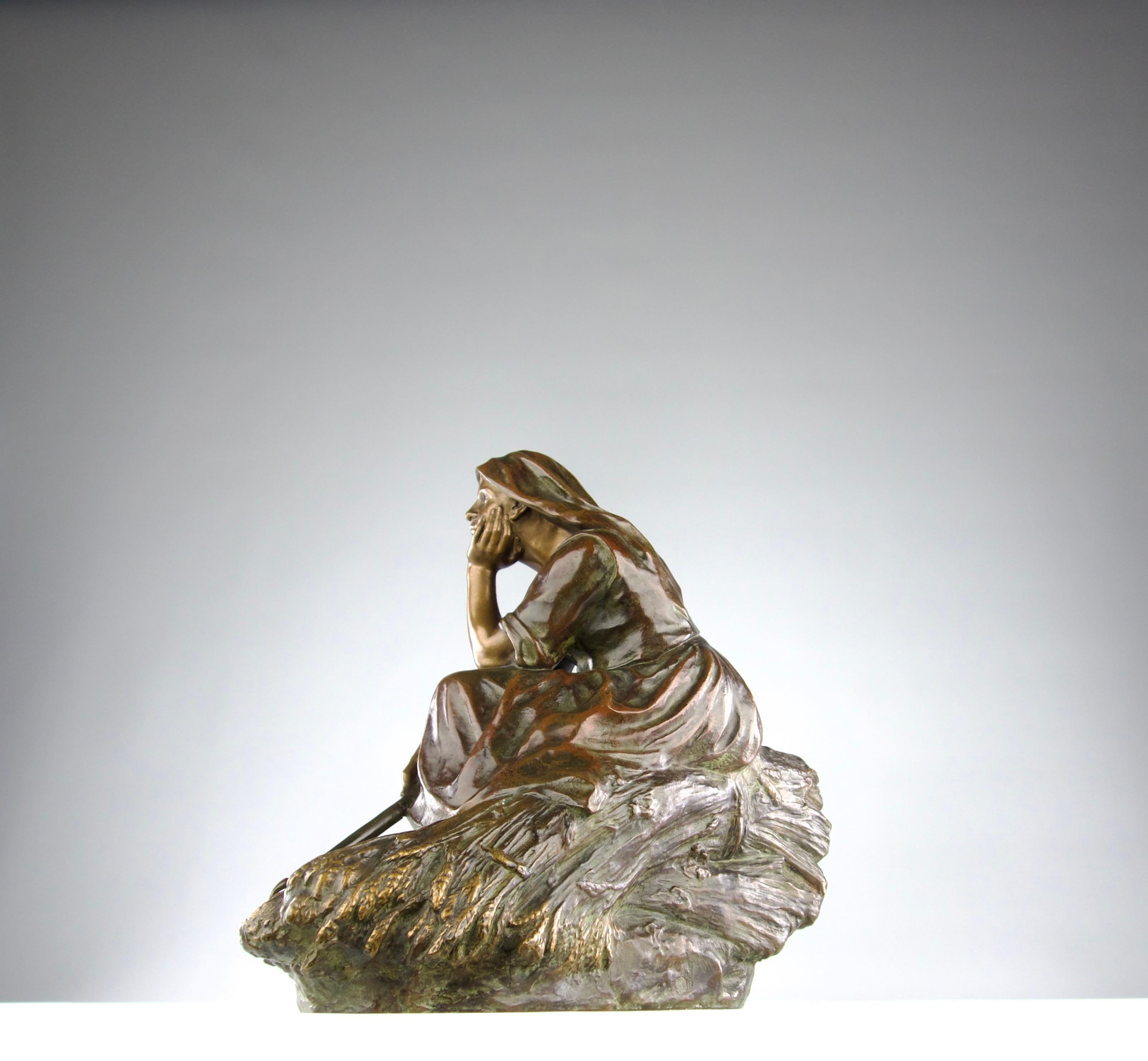 Corneille Henri Theunissen, Skulptur „Daydream in the Fields“, 19. Jahrhundert (Bronze) im Angebot
