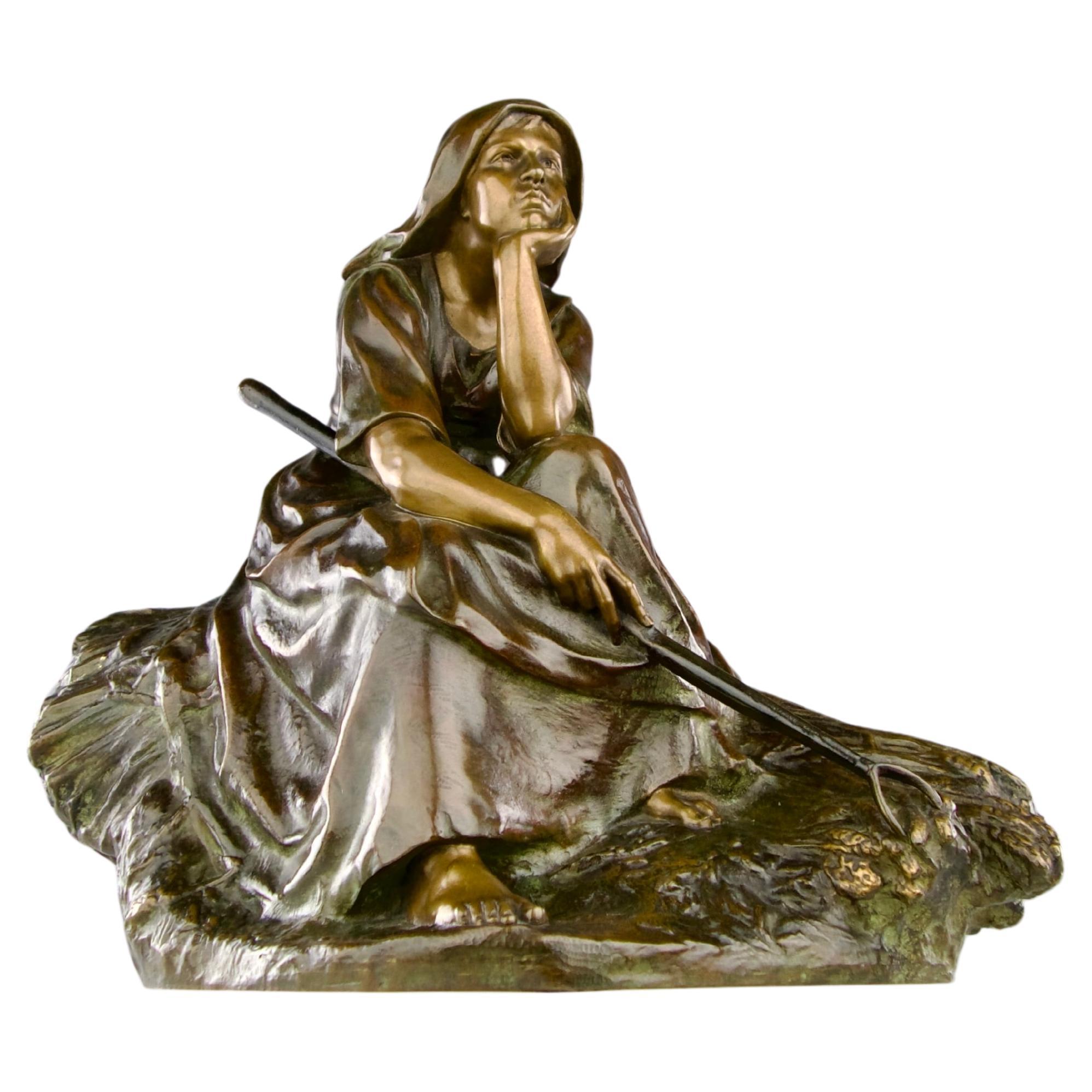 Corneille Henri Theunissen, Sculpture "Rêverie dans les champs", 19ème siècle en vente