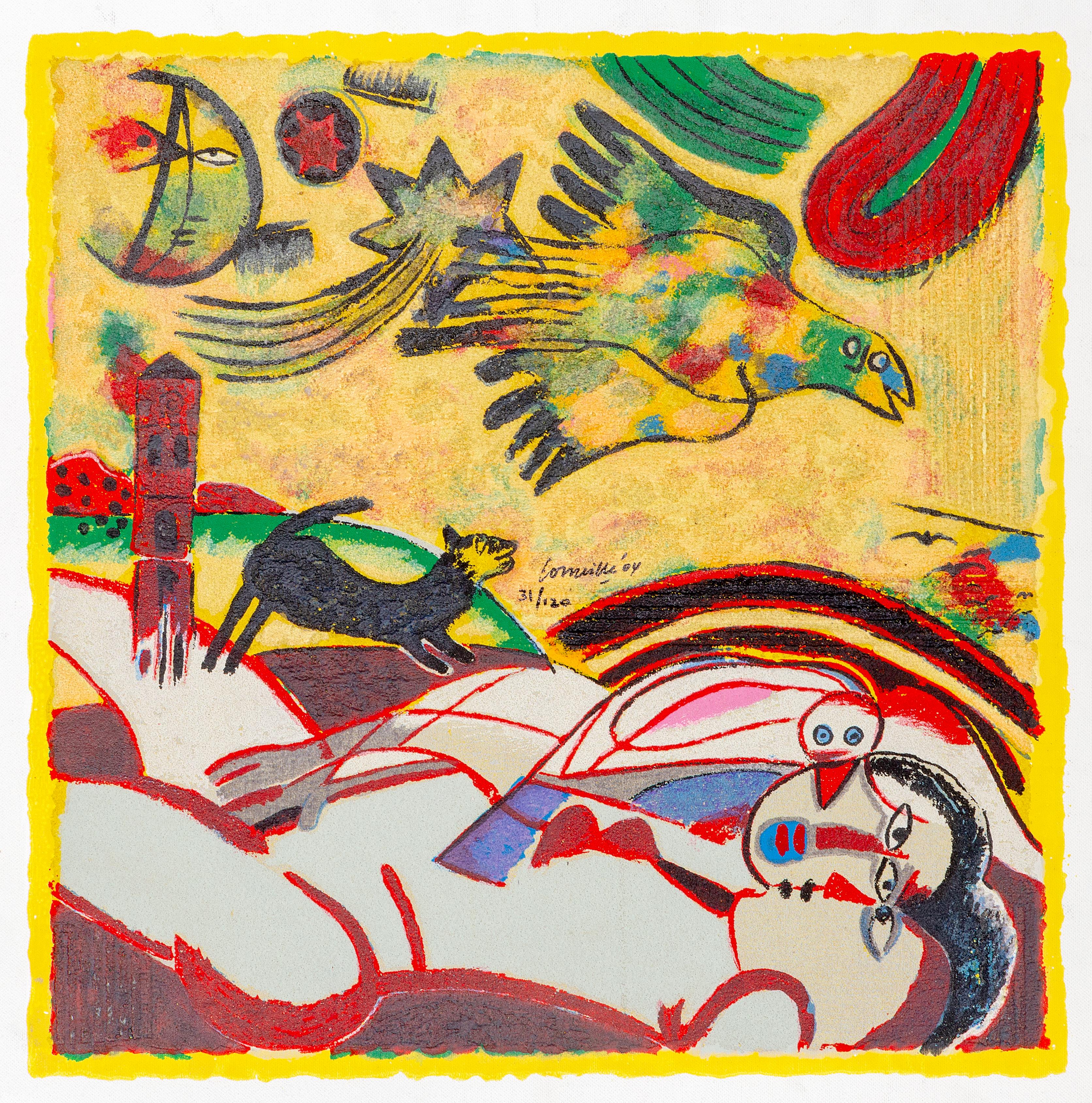 Chine Suite I, serigrafia moderna e stencil su tela di Corneille