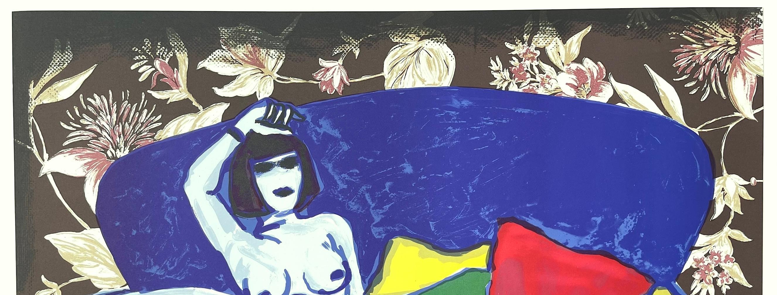 COMPLICITÉ est une lithographie originale dessinée à la main en édition limitée de l'artiste néerlandais connu sous le nom de CORNEILLE (Guillaume van Beverloo), un expressionniste abstrait qui a cofondé le mouvement artistique expérimental du 20e