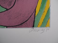 Dreaming Nude and Blue Bird - Original handsigned lithograph