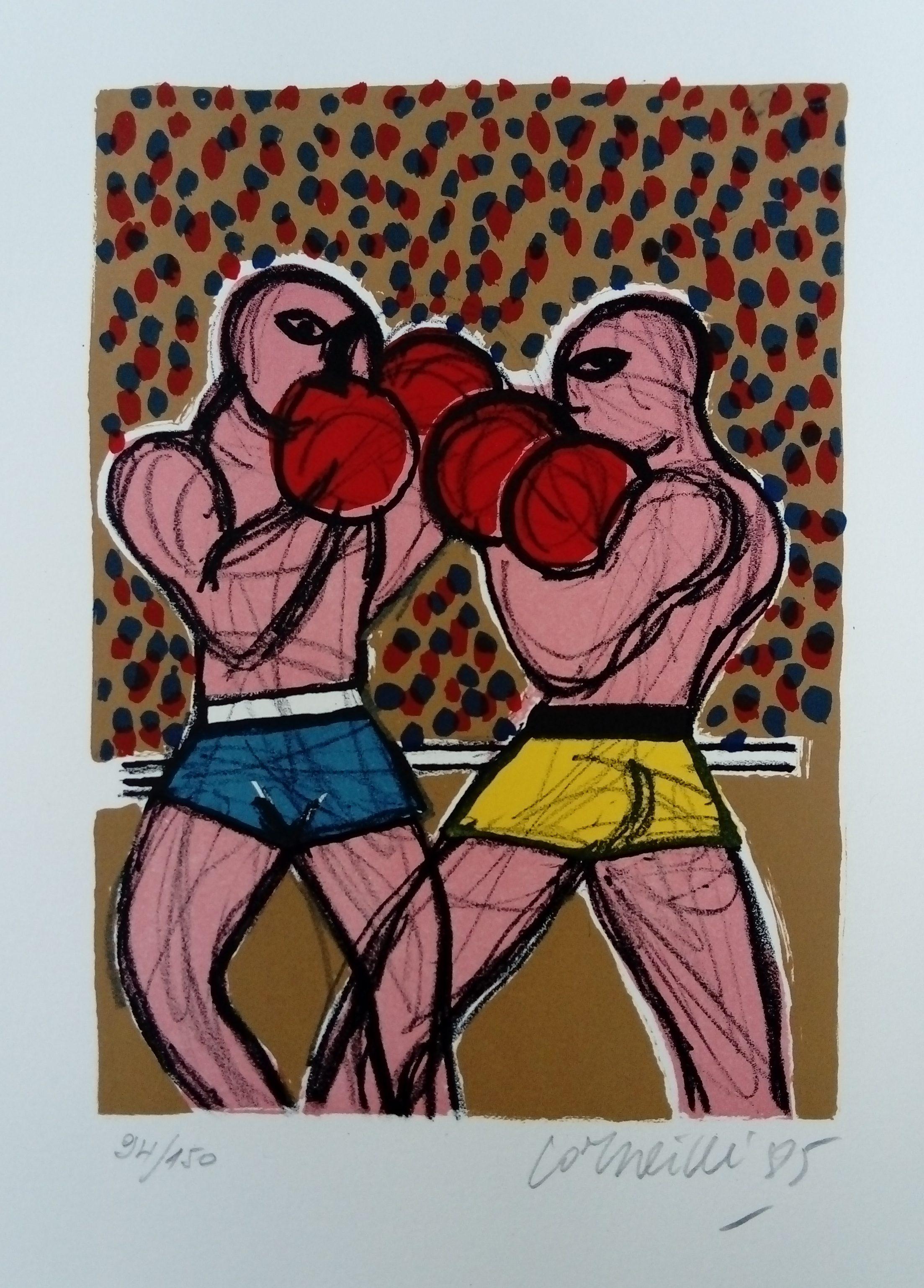 Fight on the Moon – Lithographie „Kampf am Mond“ N 3 – Print von Corneille