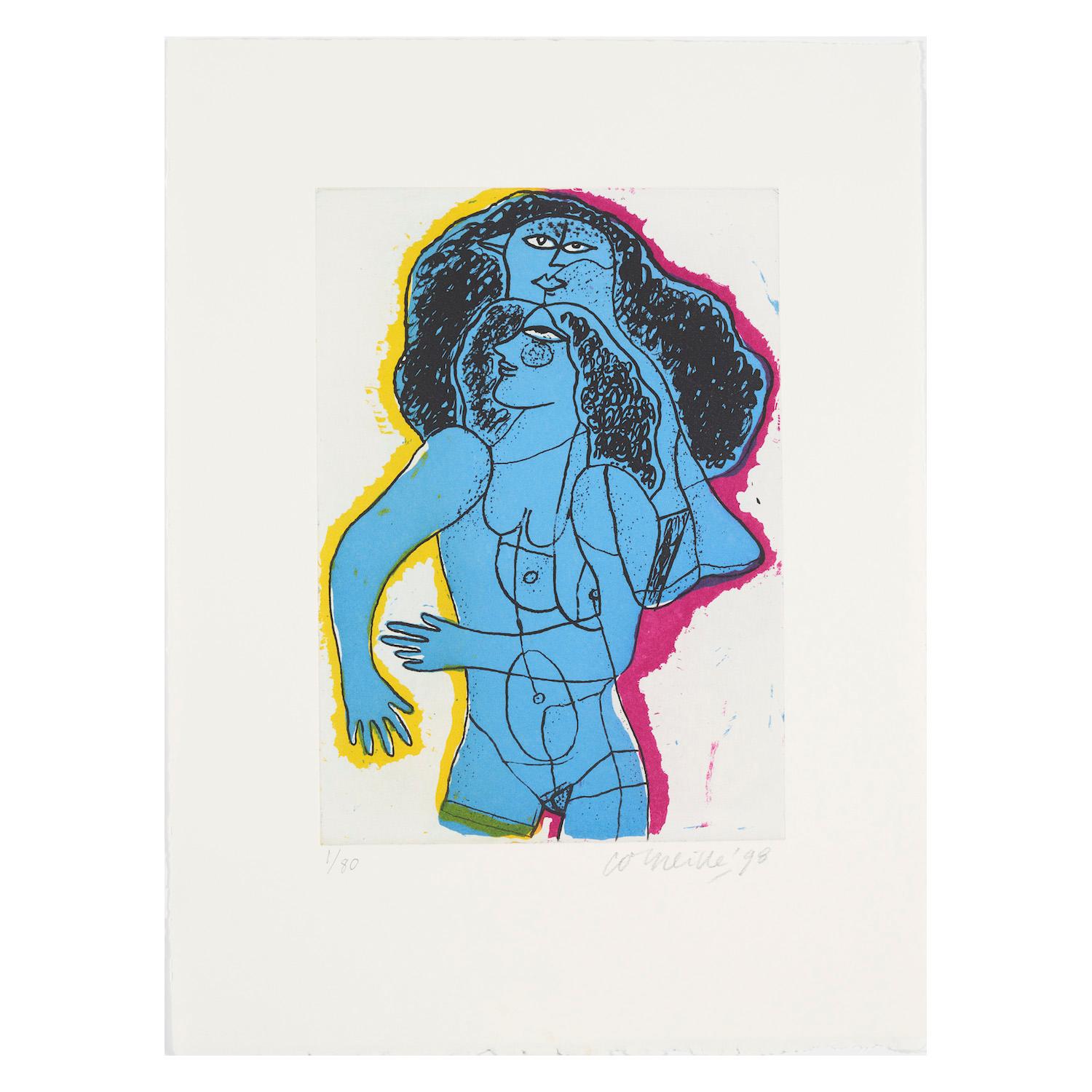 Figurative Print de Corneille - Grand nu bleu
