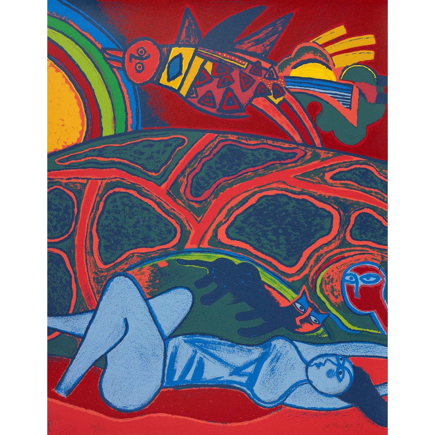 Grande terre à l’arc-en-ciel - Print by Corneille