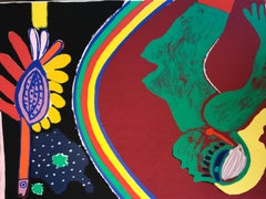 Impression sérigraphie sur soie « La femme et loiseau » de Guillaume corneille
