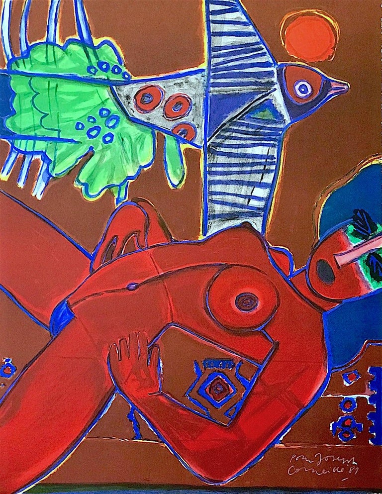 Image D Un Ete Image Of Summer Signed Original Lithograph Female Nude Bird