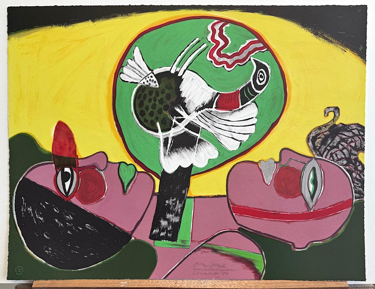 L' Été Éclater is an original hand drawn limited edition lithograph printed on archival Somerset printmaking paper 100% acid, free, by the Dutch artist known as CORNEILLE(Guillaume van Beverloo) an abstract expressionist who co-founded the 20th