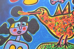 La Femme et l'oiseau multicolore