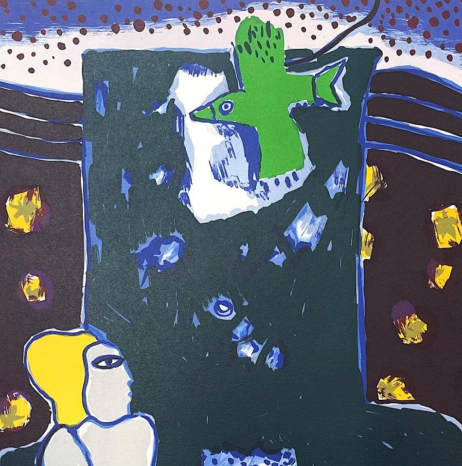 LA TOUR, LA NUIT, LE JOUR Litografía firmada, Desnudos femeninos, Cielo oscuro, Estrellas - Print Contemporáneo de Corneille