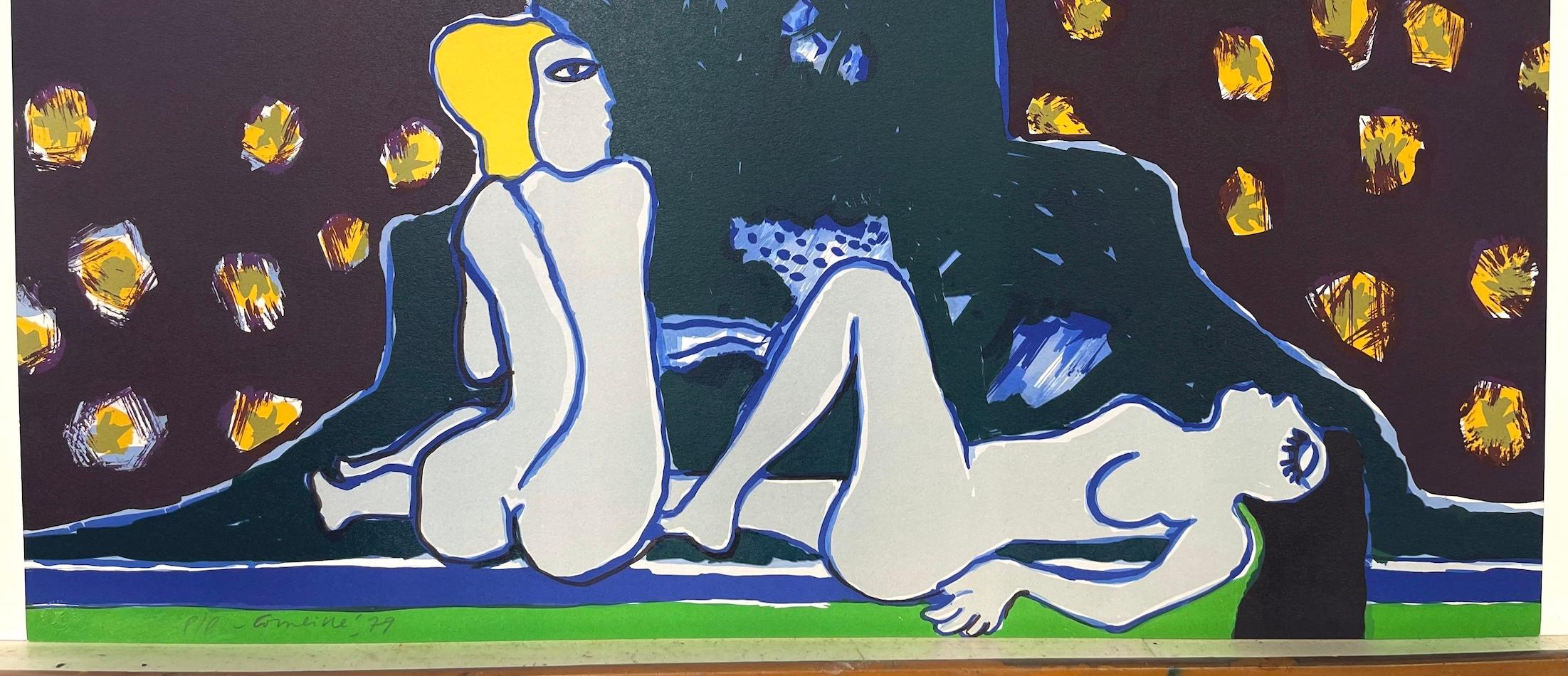 LA TOUR, LA NUIT, LE JOUR Litografía firmada, Desnudos femeninos, Cielo oscuro, Estrellas en venta 3