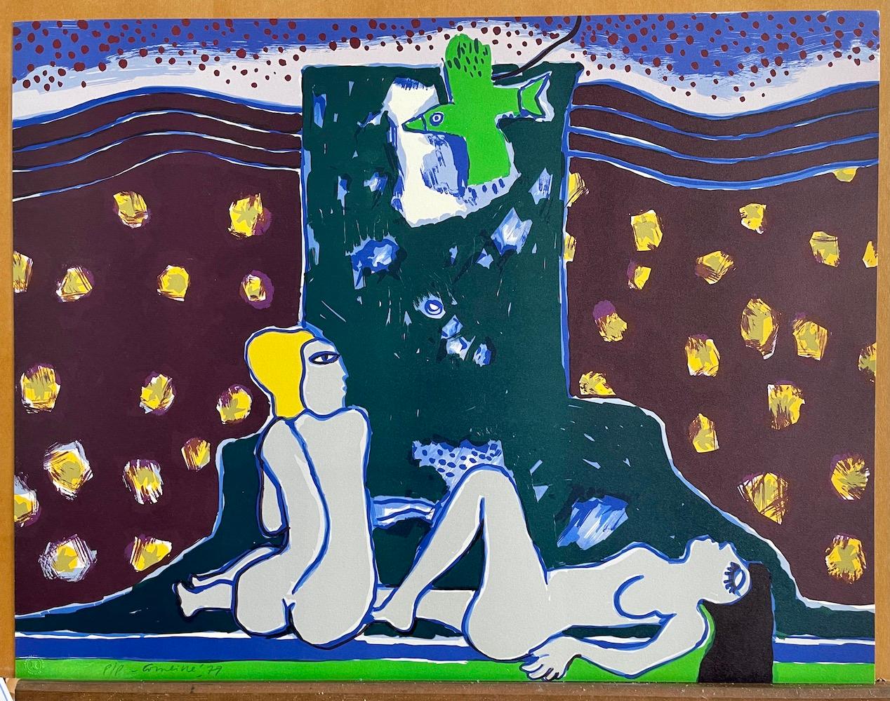 LA TOUR, LA NUIT, LE JOUR Litografía firmada, Desnudos femeninos, Cielo oscuro, Estrellas en venta 4