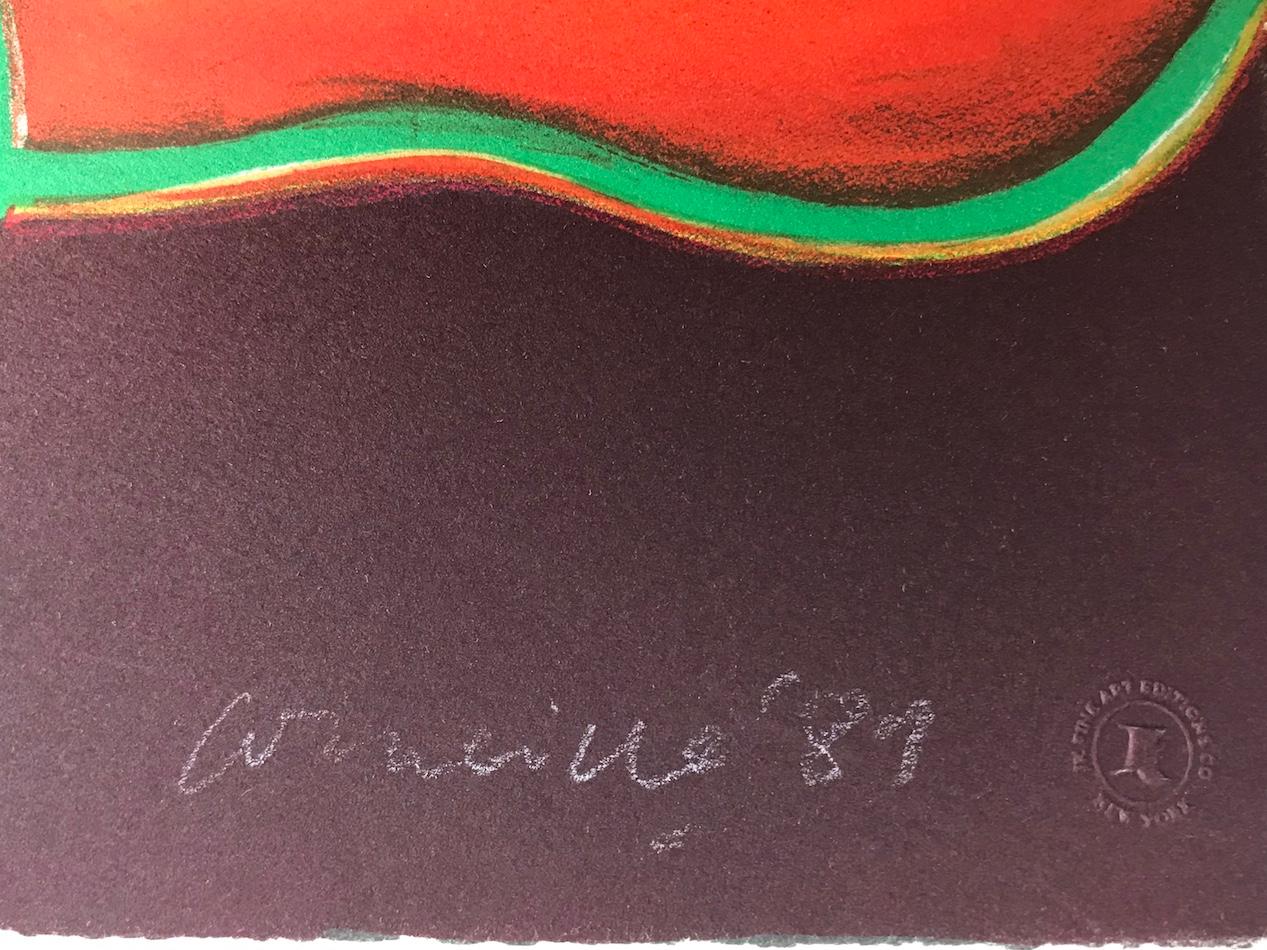 Lithographie signée LE VOYAGE de L'OISEAU, nu couché, oiseau orange exotique - Contemporain Print par Corneille