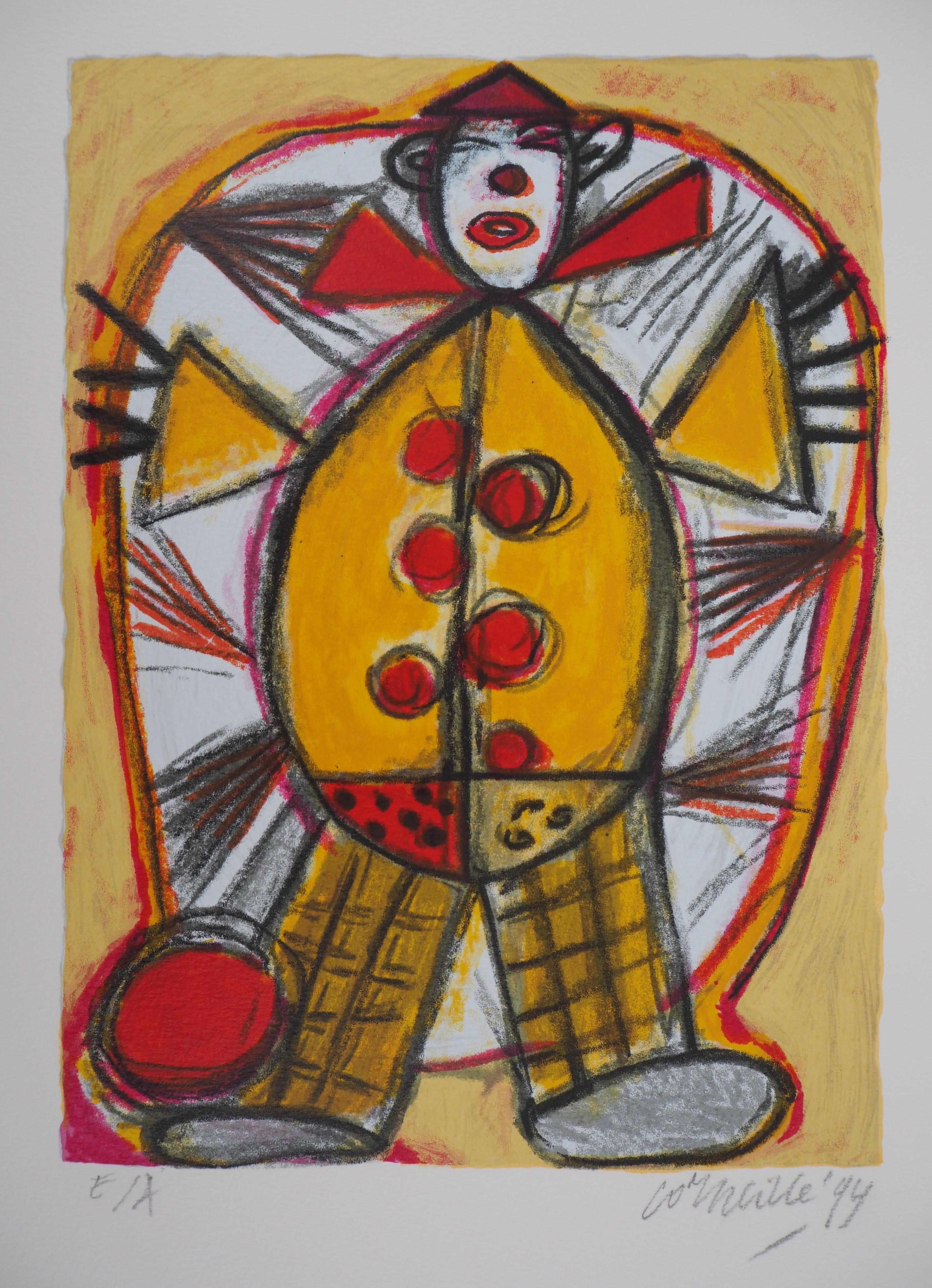 Payasito rojo y amarillo - Litografía original firmada a mano - 200 ex - Print Surrealista de Corneille