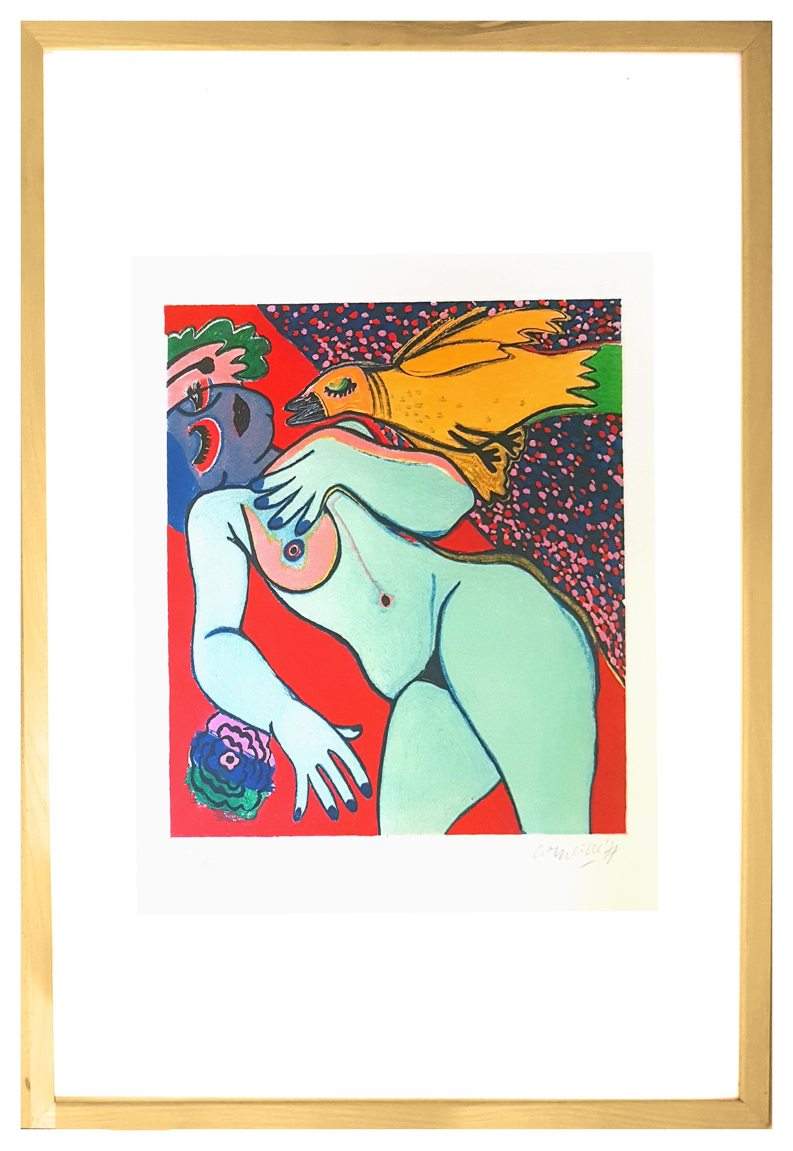 Nude is a gorgeous original lithograph realized by Corneille (Guillaume van Beverloo) in 1977. Hand signed and dated in pencil on the lower right margin; edition of 100 prints. Perfect conditions.
It is an interesting representation of a female