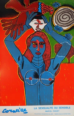 Sensualidad, Mujer, máscara y pájaro, litografía original firmada