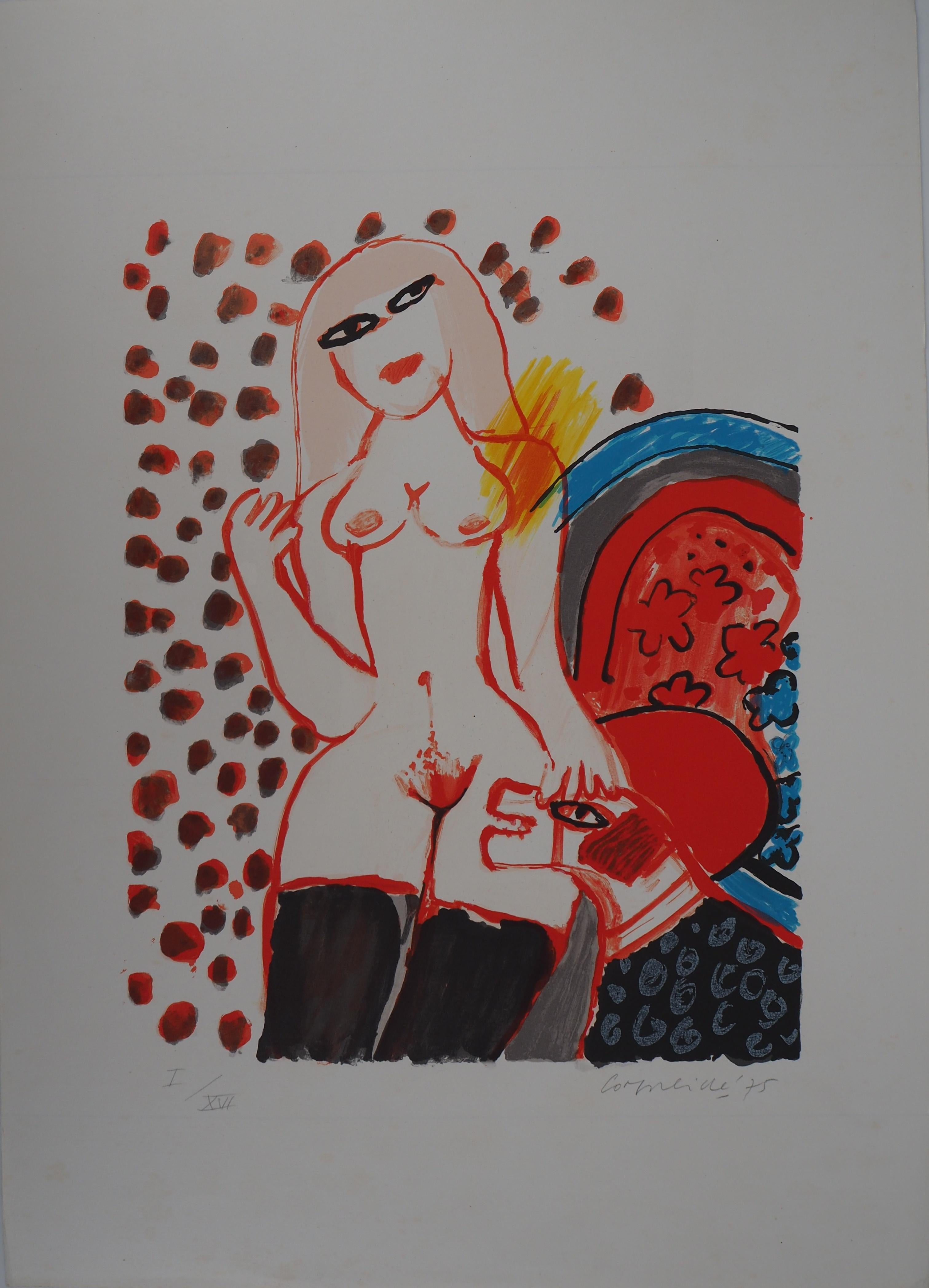Corneille Figurative Print - Tribute to Wesselmann : Woman and Dog - Original handsigned lithograph