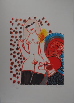 Tribute to Wesselmann : Woman and Dog - Original handsigned lithograph