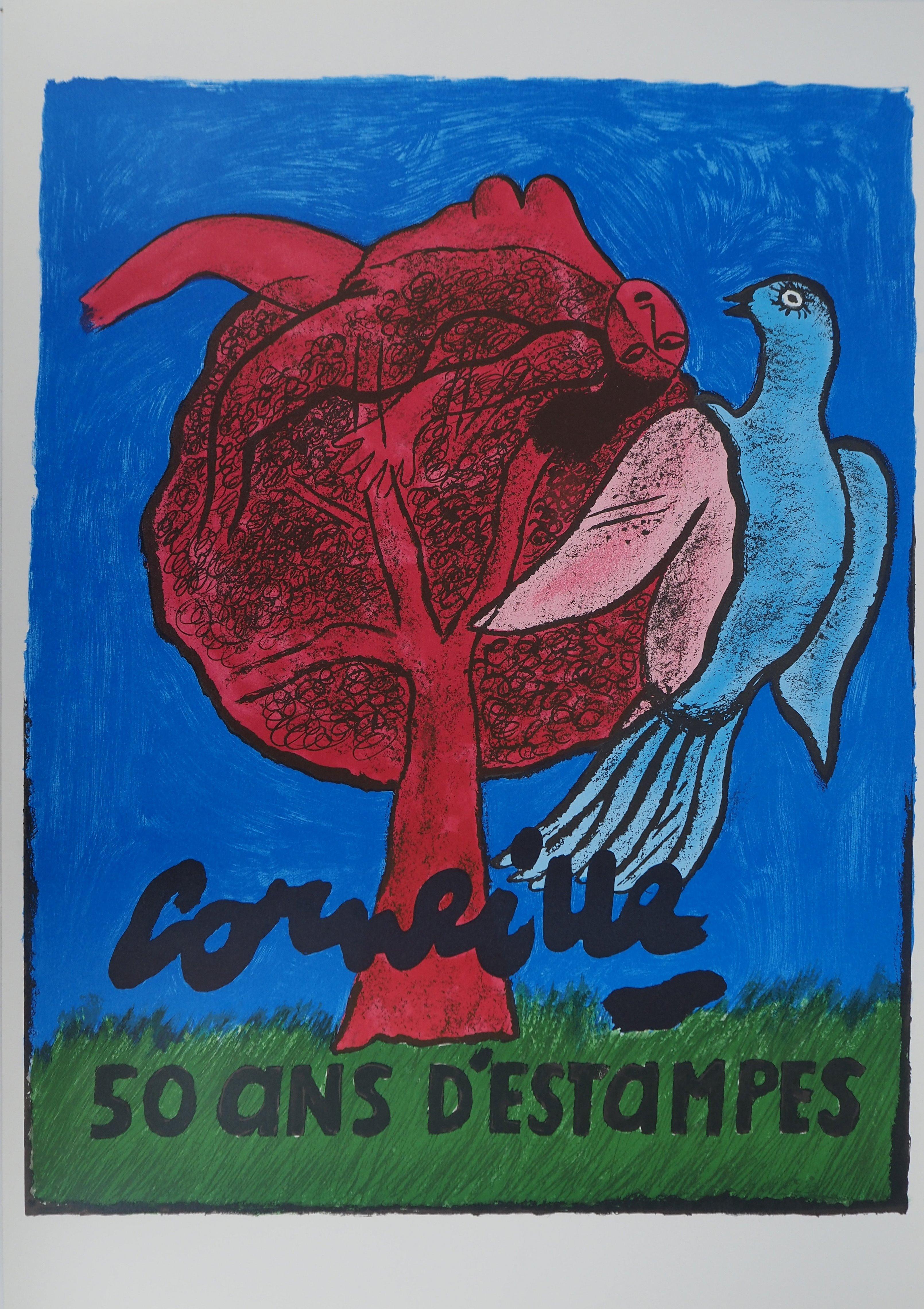Woman With a Bird - Original Lithograph For Sale 1