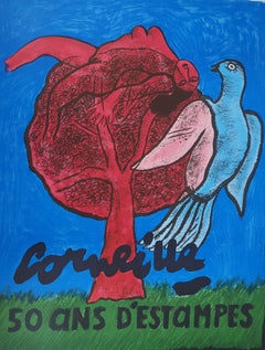Woman With a Bird - Original Lithograph