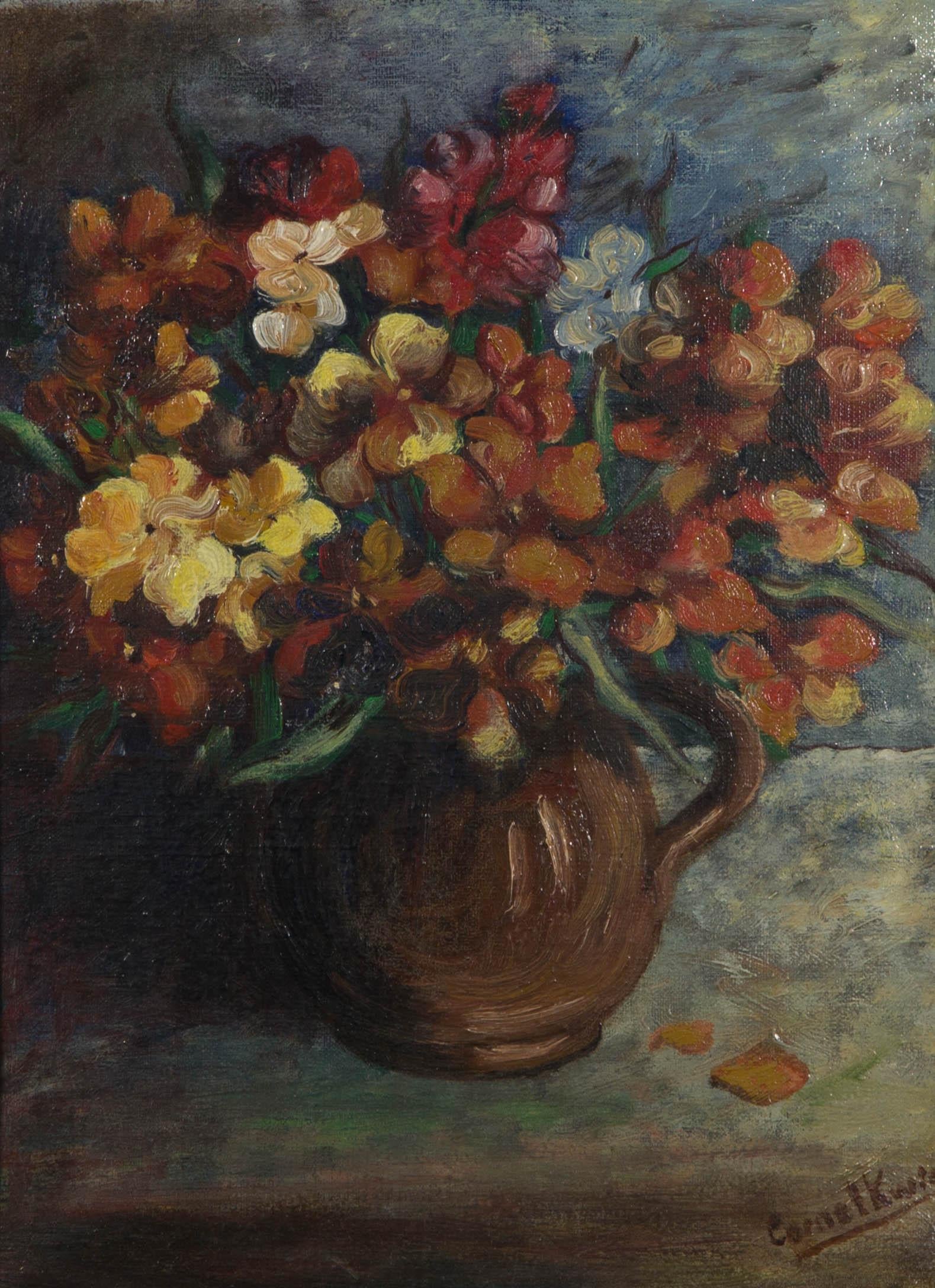Cornel Kwint (1899-1996) - Signed & Framed Mid 20th Century Oil, Flowers in Vase For Sale 1