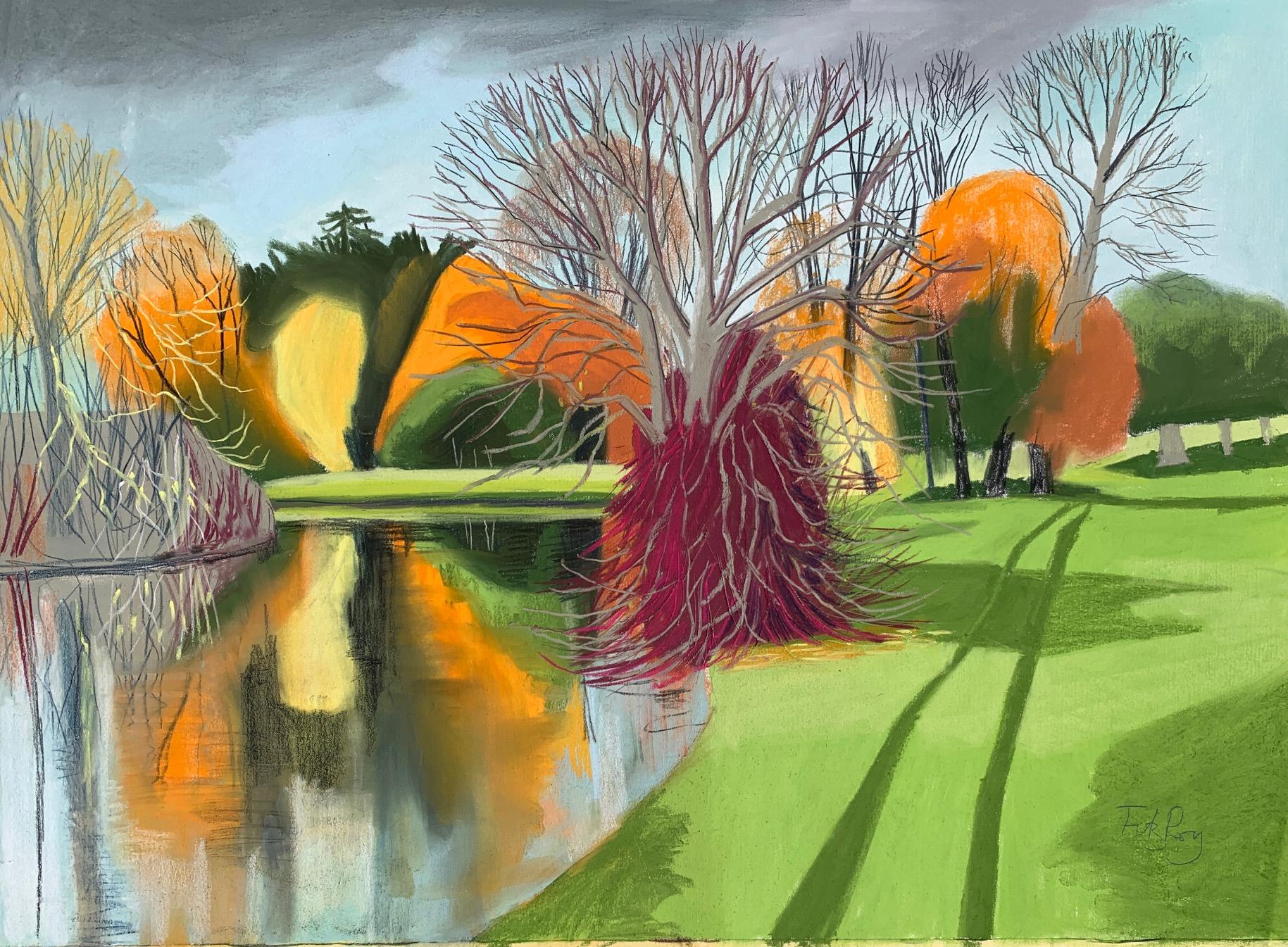 Sotterly Lake, Track de Cornelia Fitzroy, dessin au pastel, art abordable