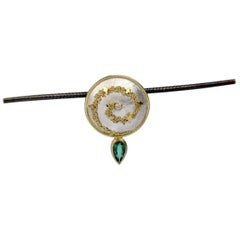 Vintage Cornelia Goldsmith Silver High Karat Granulated Gold & Gemstone Choker Necklace