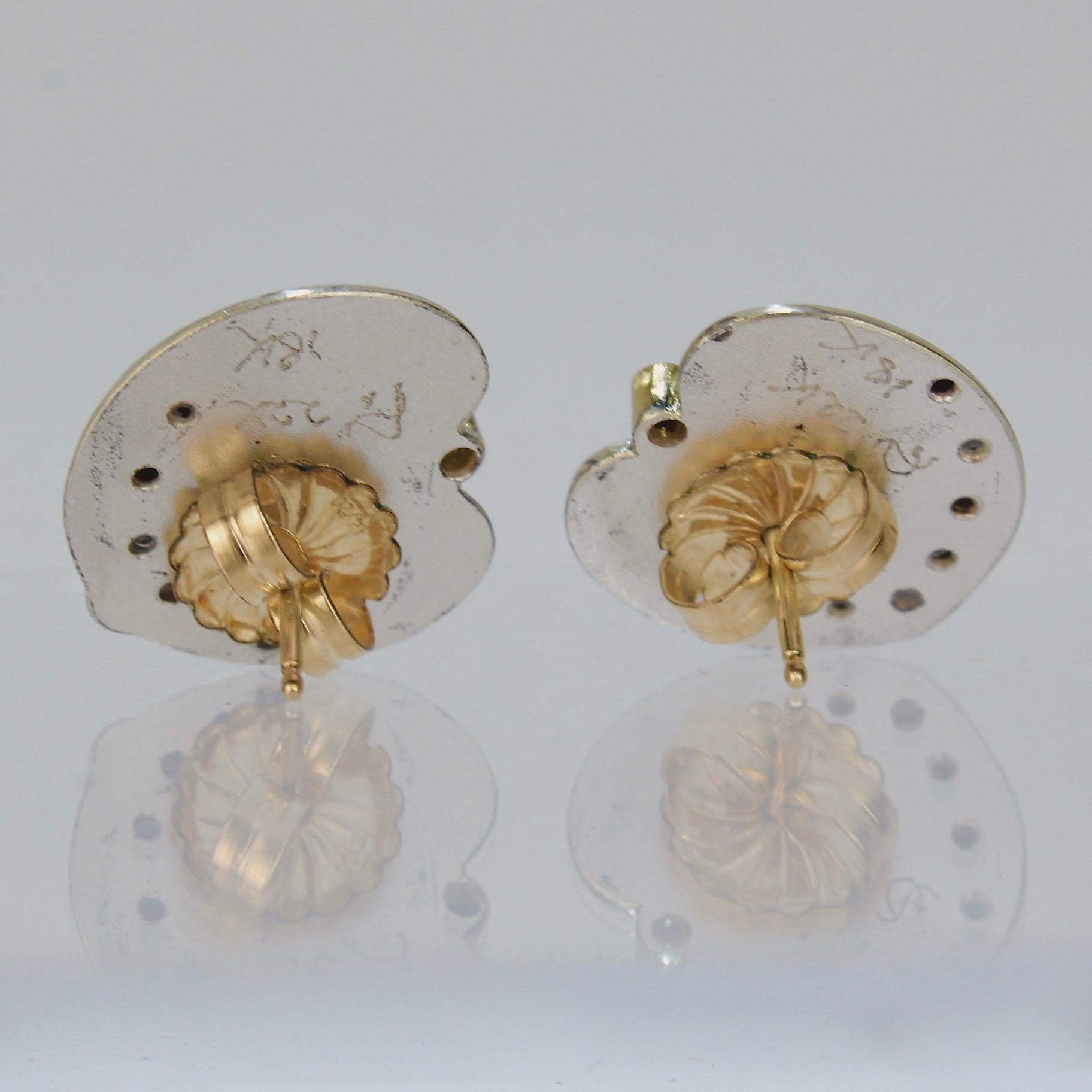 Women's or Men's Cornelia Goldsmith Sterling Silver & Granulated High Karat Gold Diamond Earrings