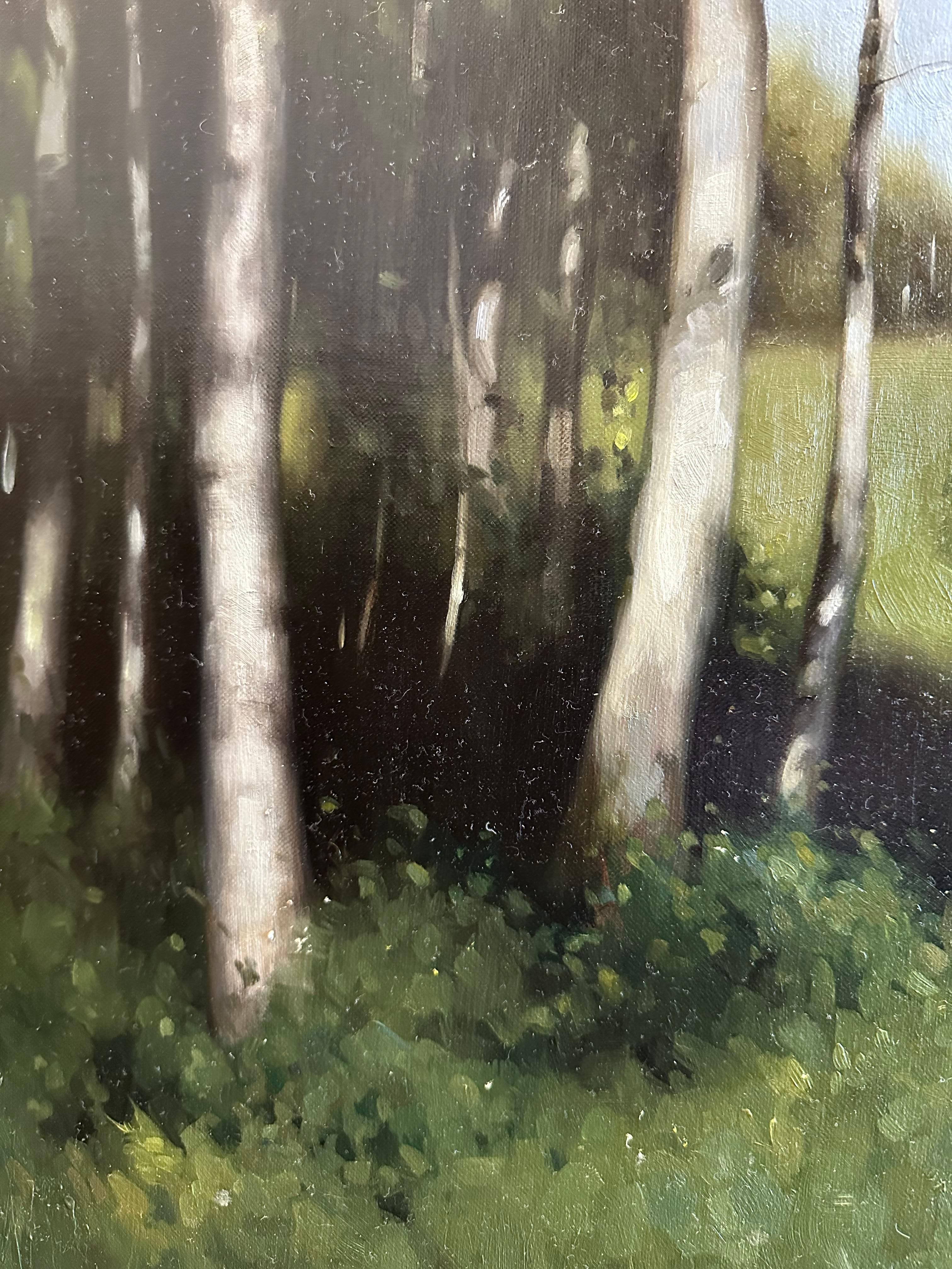 Paisaje Nórdico de Verano - Landscape Painting Gris de Cornelia Hernes