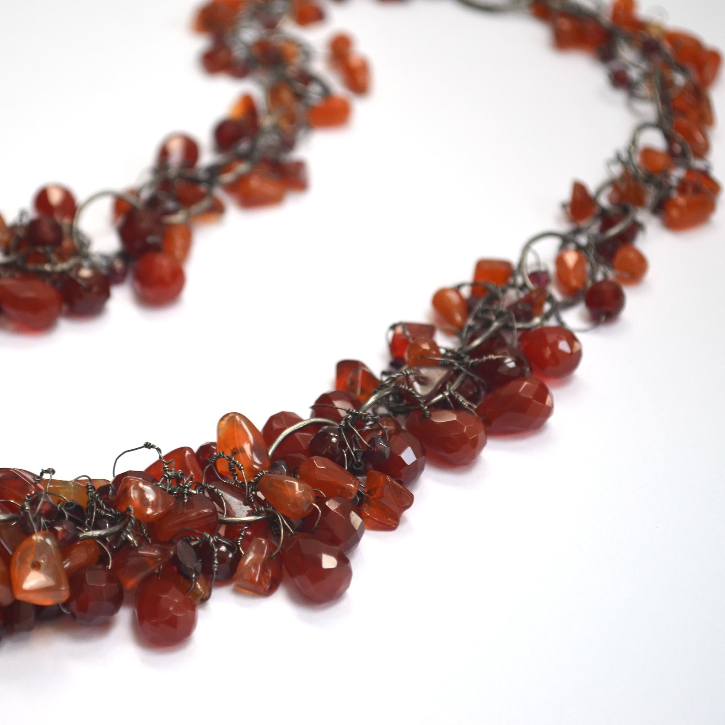 Cornelian & Garnet Handmade Chain Necklace by Disa Allsopp In New Condition For Sale In London, GB