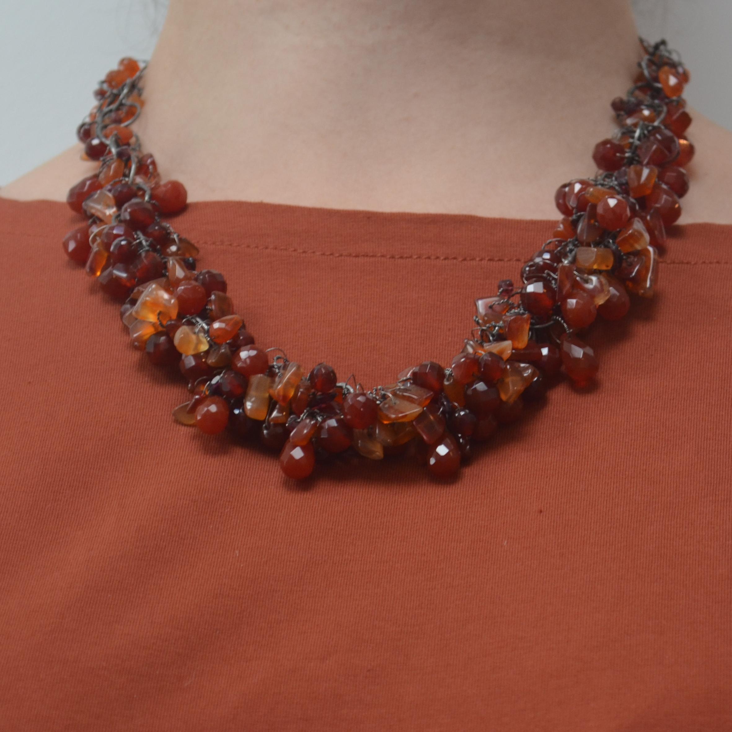 Cornelian & Garnet Handmade Chain Necklace by Disa Allsopp For Sale 1