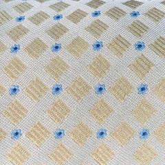 CORNELIANI Beige Light Blue Abstract Floral Silk Jacquard Tie