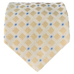 CORNELIANI Beige Light Blue Abstract Floral Silk Jacquard Tie