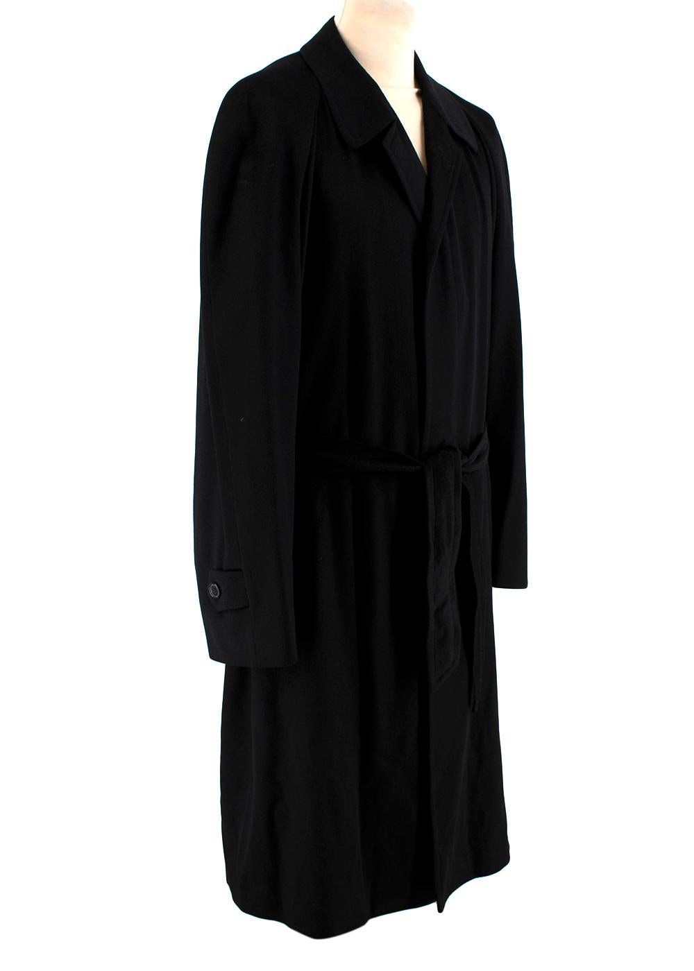 Corneliani Black Cashmere Trench Coat 

- Single Breasted
- Detachable Belt With Two Belt Loops 
- Lapel Collar
- Three Button Closure 
- Back Vent
- Two Front Pockets 
- Cuff Detail

Material:
- 100% Cashmere

Made in Italy

Measurements are taken