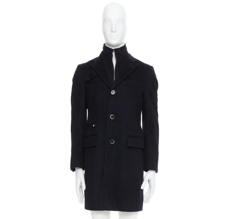 CORNELIANI black extrafine virgin wool layered collar coat IT44 XS For Sale 5
