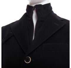 CORNELIANI schwarz extrafeiner Schurwollmantel mit Lagenkragen IT44 XS