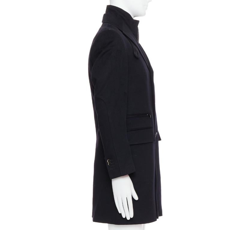 Men's CORNELIANI black extrafine virgin wool layered collar coat IT44 XS For Sale