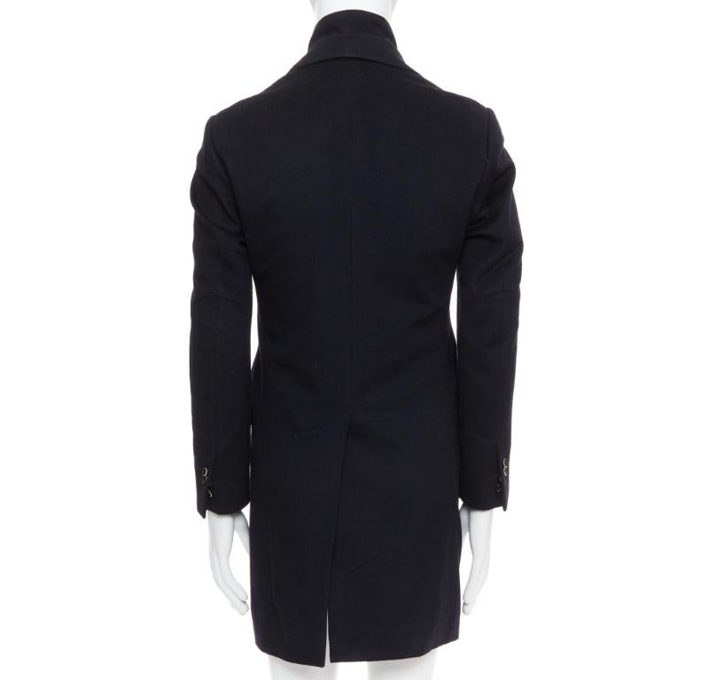CORNELIANI black extrafine virgin wool layered collar coat IT44 XS For Sale 1