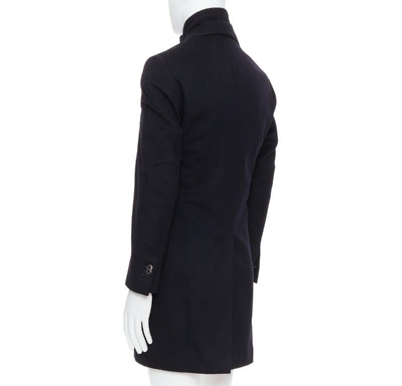 CORNELIANI black extrafine virgin wool layered collar coat IT44 XS For Sale 2