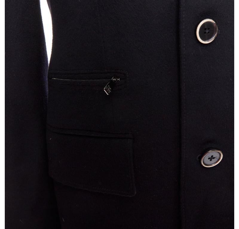 CORNELIANI black extrafine virgin wool layered collar coat IT44 XS For Sale 3
