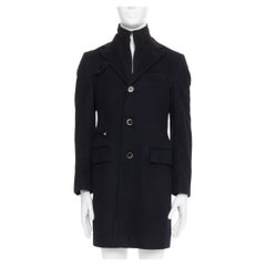 CORNELIANI black extrafine virgin wool layered collar coat IT44 XS