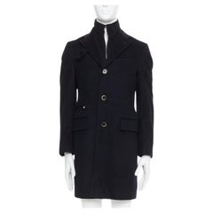 CORNELIANI black extrafine virgin wool layered collar coat IT44 XS