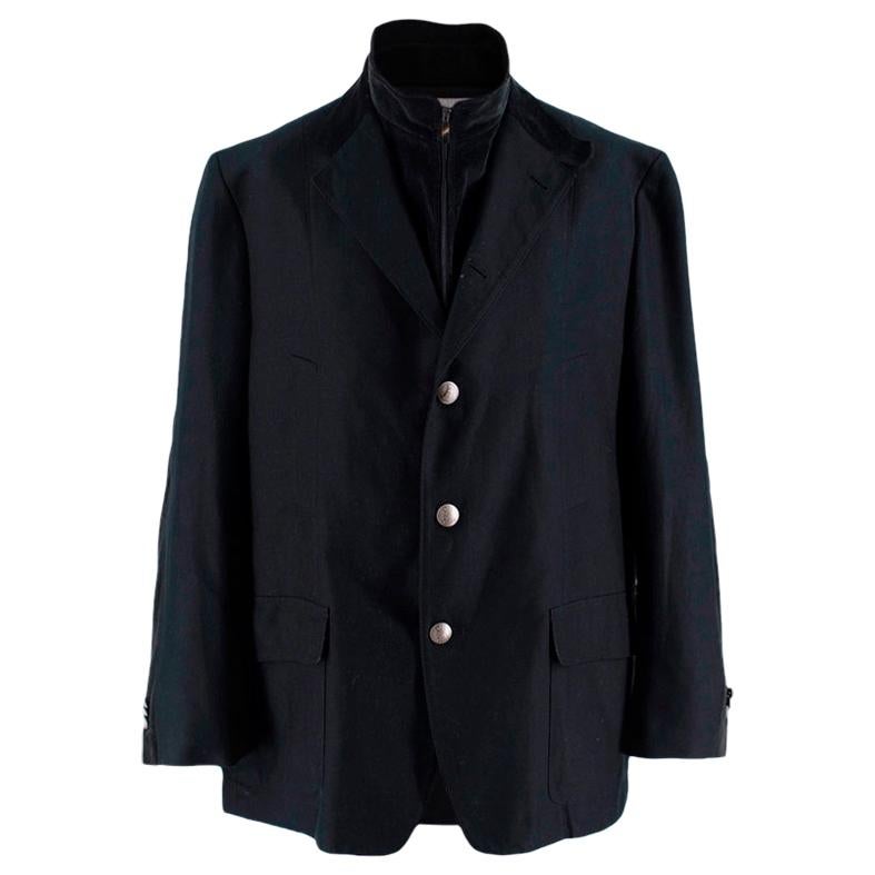 CORNELIANI ID 44 Black Solid Wool Notch Lapel Coat For Sale at 1stDibs ...