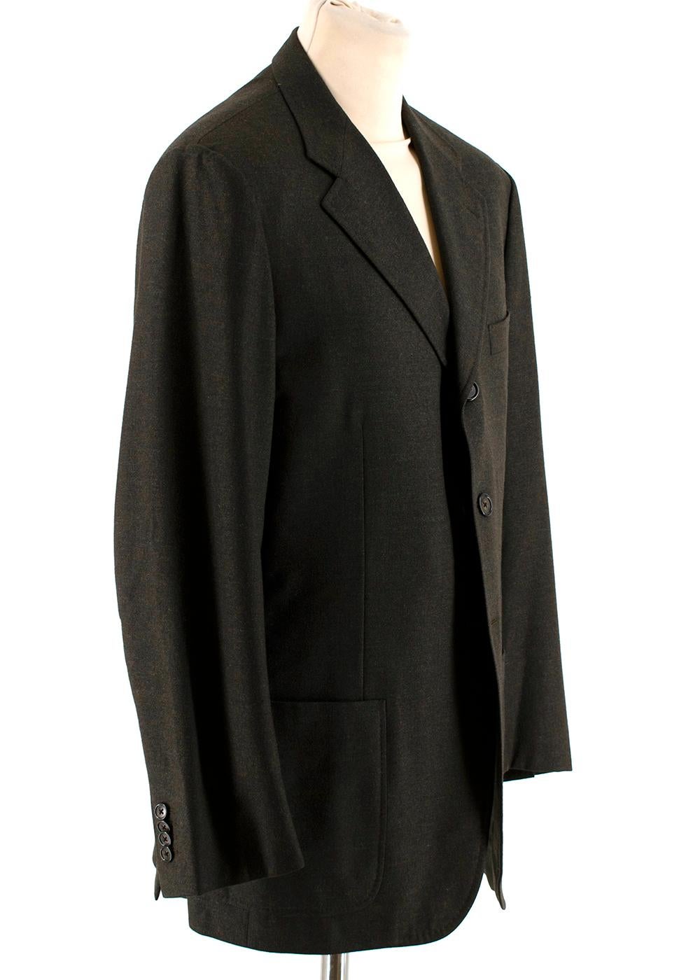 Corneliani Brown/Grey Wool & Cashmere Single Breasted Blazer - Size L EU50 For Sale 3